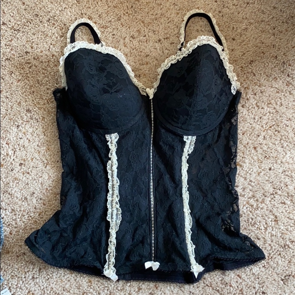 Vintage black and white bustier corset